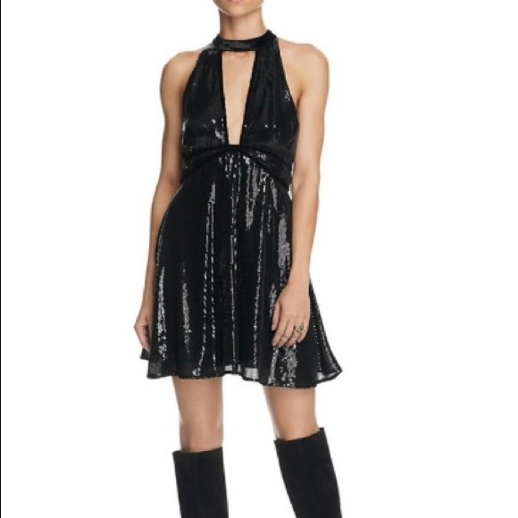 FREE PEOPLE BLACK FILM NOIR SEQUIN DRESS - Picture 4 of 14